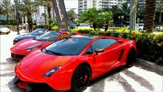 Lamborghini Aventador LP 7004 in GOLD Supercars FerrariAudiMiami 2012 [upl. by Oehsen604]