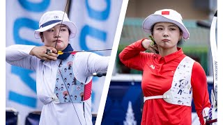 Kang Chae Young v Li Jiaman – recurve women bronze  Bangkok 2023 Asian Archery Championships [upl. by Haneen202]