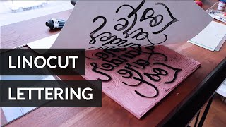 Lettering Linocut Print Making Process [upl. by Adriana]