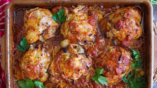 SpanishStyle Chicken Thighs  5 Mins Prep  One Pan Recipe [upl. by Dibrin249]