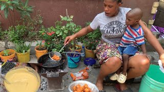 Morning in African villagecooking akara and pap for breakfast [upl. by Amadis]