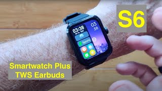 S6 Bluetooth Calling IP67 Smartwatch with integrated TWS Earbuds Unboxing amp 1st Look [upl. by Egin]