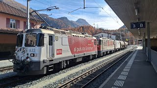 Usfahrt vom Güeterzug nach Samedan in Pontresina [upl. by Annodahs936]