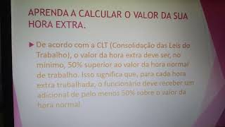 calculando o valor da hora extra [upl. by Aicertal]