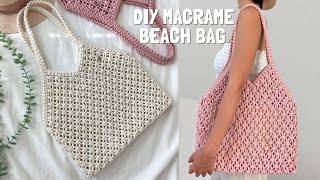 DIY  Macrame Beach Tote bag tutorial  Bolsa de macrame  마크라메 가방 [upl. by Derk827]