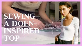 SEWING A DOENINSPIRED TOP  Jaclyn Salem sewing vlogs [upl. by Naujid897]