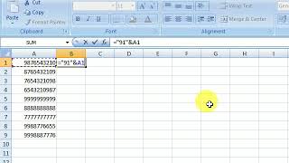 How to prefix 91 in Mobile Numbers in Microsoft Excel [upl. by Frodina]