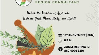 Ayurveda Masterclass with Dr Sharika Menon [upl. by Eirised]