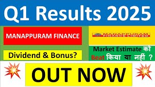 MANAPPURAM FINANCE Q1 results 2025 MANAPPURAM FINANCE results today  MANAPPURAM FINANCE Share News [upl. by Uliram]