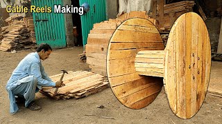 Wooden Cable Drum Manufacturing Process  Wooden Cable Drum Making  Cables Reels Making [upl. by Attikin445]