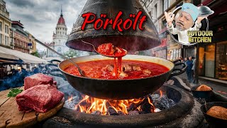 Ungarisches Pörkölt Rezept  Echtes Kesselgulasch über offenem Feuer gekocht [upl. by Nonnelg]