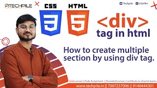 Div tag  How to use Div tag in HTML with example  how to create multiple section in a webpage [upl. by Halbert]