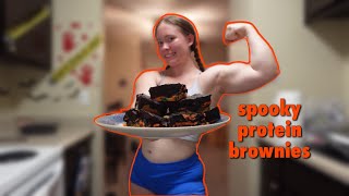 Spooky PROTEIN Brownies high protein low calorie [upl. by Alvita550]