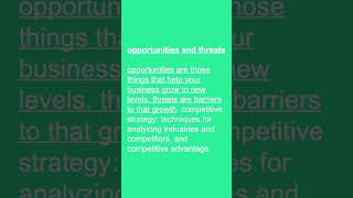 swot analysis  opportunities and threats  strategic planning foundations for MBA students [upl. by Drugge737]