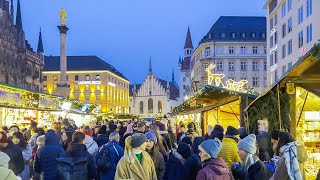 Munich Walk Christmas Market Marienplatz Square 2022 Frauenkirche  4K HDR [upl. by Aenitsirhc50]