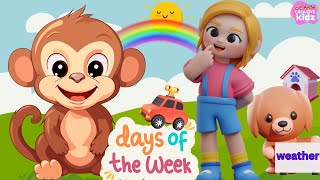 Days of the Week Song  January February Song  Weather Song with fun for kids [upl. by Rednirah]