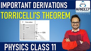 Torricellis Theorem Physics Class 11 Important Derivations [upl. by Ecitnerp]