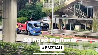 15mar2024 upper serangoon road SMZ14U porsche macan crashed into overhead bridge [upl. by Lupe423]