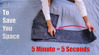 Ideas To Save Your Space  How To Fold Clothes To Save Space Part 1  Jeans Folding Tricks [upl. by Jennette]