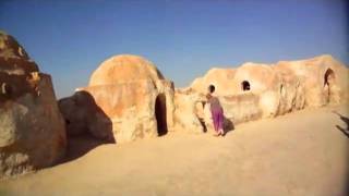 Location filming of Star Wars Decorations Tatooine  movie set Mos Espa near Tozeur Tunisia [upl. by Dickinson469]