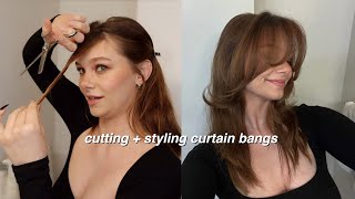 how i cut and style my curtain bangs [upl. by Haisa460]