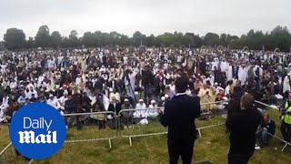 A recordbreaking 106000 Muslims gather in Birmingham for Eid  Daily Mail [upl. by Anetsirhc816]