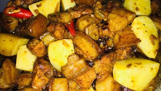 Adobong Baboy 😋 na nilagyan ko ng patatas at chili🌶 so yummy😋 [upl. by Alih]