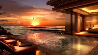 Luxurious Seaside Resort Ambience with Soft Jazz Piano Sweet Summer Sunset Harmony for Unwind Soul [upl. by Gold]