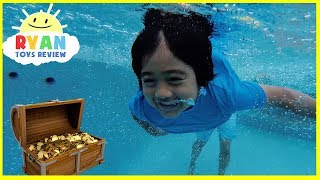 Ryan finds Secret Treasure Chest with Surprise Toys in swimming pool [upl. by Roque]