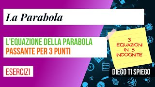 DETERMINARE LEQUAZIONE DELLA PARABOLA terza parte noti 3 punti [upl. by Candis]