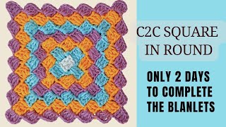 Crochet A C2C Style Square In The Round 😲 sara1111 [upl. by Feledy]