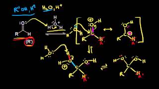 Acid and base catalyzed formation of hydrates and hemiacetals  Organic chemistry  Khan Academy [upl. by Nyrem933]