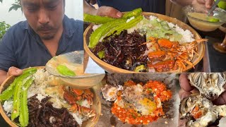 Best crab soup recipe in Naga style  crispy fried grasshoppers  Naga foods [upl. by Eirojram]