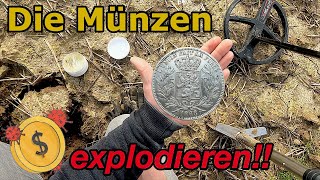 Riesige Silbermünze gefunden beimSondeln mit demMetalldetektor [upl. by Paderna]