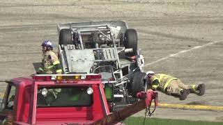 Slinger Speedway Late Model Roll Over 9 10 2017 [upl. by Eimmot256]