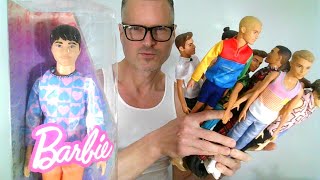 Complete Barbie Slender Slim Ken Fashionistas Collection Featuring 219 Unboxing Review Comparison [upl. by Auqenehs]