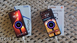 Redmi 12 5G vs Tecno Pova 5 Pro Battery Charging amp Drain Test [upl. by Ellehsad246]