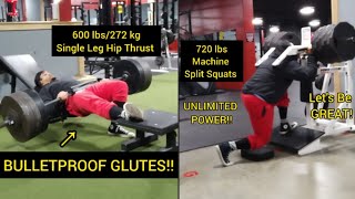 600 lbs Single Leg Hip Thrust amp HEAVY Leg Workout [upl. by Adiell]