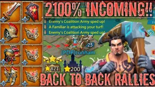 lords mobile MYTHIC RALLY TRAP VS 2100 BACK TO BACK RALLIES RALLY PARTY BAITING K1🔥 🔥 [upl. by Kenna]