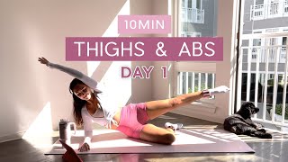 Day 1  1 Month Pilates Plan  10MIN inner thighs amp lower ab burn  no equipment or repeats [upl. by Doran717]