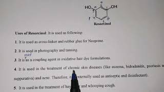 ResorcinolResorcinStructureUsesPharmaceutical organic ChemistryBPharmSecond yearThird sem [upl. by Ahseele]