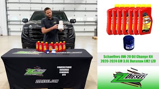 Schaeffers 0W20 Diesel Engine Oil Change Kit 20202024 GM 30L Duramax LM2 LZ0 [upl. by Bethany]