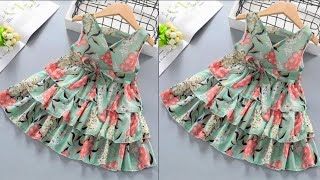 3 layered baby frock cutting and stitching45 year old girl dress design [upl. by Elkcim]