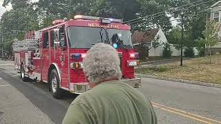 Netcong NJ fire company tower 1 and engine 2871 leaving Roxbury fire dual wet down [upl. by Sucy203]