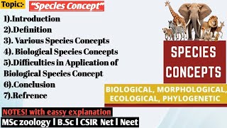 Species concept  Biological Species concept  Morphological species concept  Ecological species [upl. by Annohsak]