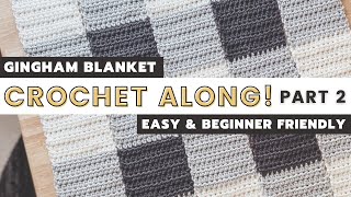 Cheaters Gingham Blanket Crochet Along PART 2  Chunky Afghan Pattern 2020 [upl. by Aznerol191]