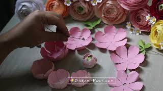 Cardstock Ranunculus flower tutorial and template [upl. by Rochette989]