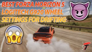 BEST LOGITECH G920 WHEEL SETTINGS FOR DRIFTING  FORZA HORIZON 5 BEST HELLCAT DRIFT TUNE [upl. by Bravar]