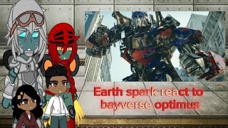 Earth spark react to Bayverse Optimus plus Megatron [upl. by Ainotahs]