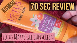 Lotus Safe Sun Matte Gel Sunscreen Review  SPF 50  Ishita Bathla [upl. by Ann-Marie275]